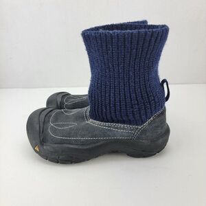 Keen Big Kids Youth Size 12 Shay Boots Blue Suede Sweater Cuff Winter Shoes
